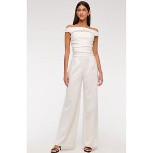 Abercrombie Fitch Womens White Cowl Neck Wide Leg‎ Jumpsuit Size M